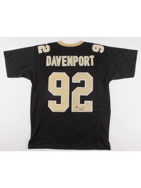 Marcus Davenport #92 Signed New Orleans Saints Jersey Black/Gold Football Memora